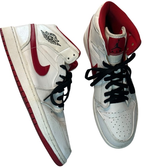 2014 Nike Air Jordan 1 Mid White Gym Red sneakers men’s 11 - Picture 1 of 10